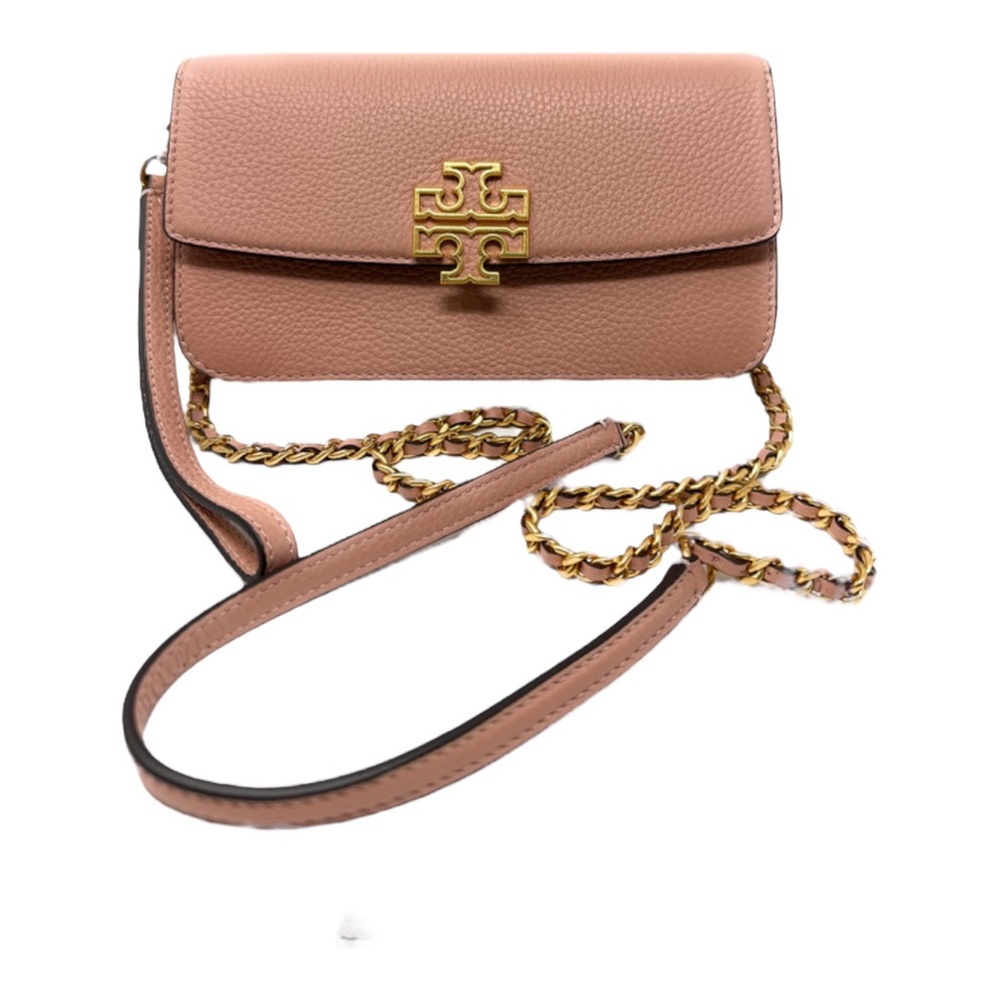 Weekend special only. TB Britten Pebble Leather Chain Wallet Bag With Wristlet